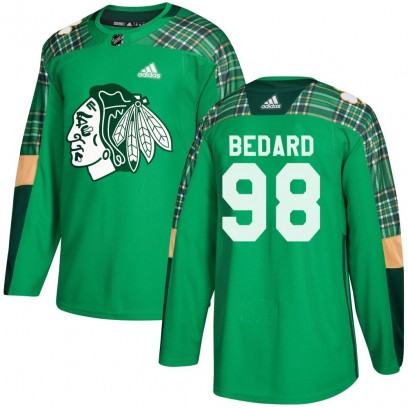 Youth Authentic Chicago Blackhawks Connor Bedard Adidas St. Patrick's Day Practice Jersey - Green