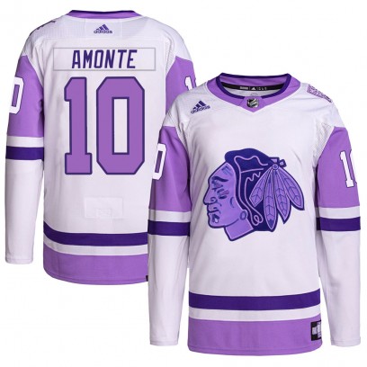 Youth Authentic Chicago Blackhawks Tony Amonte Adidas Hockey Fights Cancer Primegreen Jersey - White/Purple