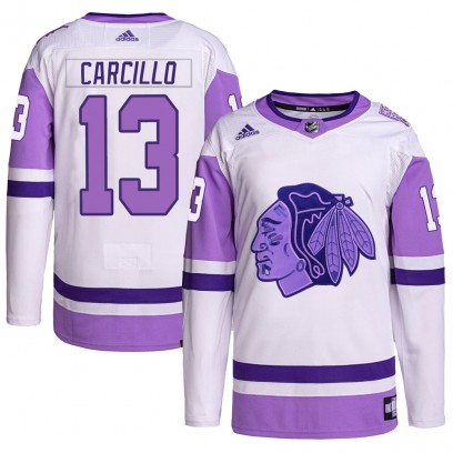 Youth Authentic Chicago Blackhawks Daniel Carcillo Adidas Hockey Fights Cancer Primegreen Jersey - White/Purple