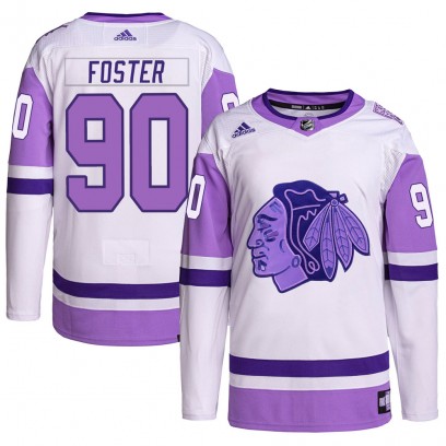 Youth Authentic Chicago Blackhawks Scott Foster Adidas Hockey Fights Cancer Primegreen Jersey - White/Purple