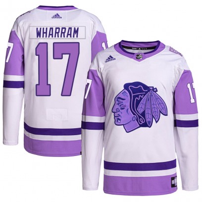 Youth Authentic Chicago Blackhawks Kenny Wharram Adidas Hockey Fights Cancer Primegreen Jersey - White/Purple