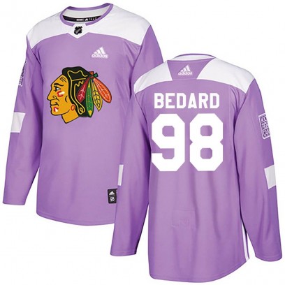 Youth Authentic Chicago Blackhawks Connor Bedard Adidas Fights Cancer Practice Jersey - Purple