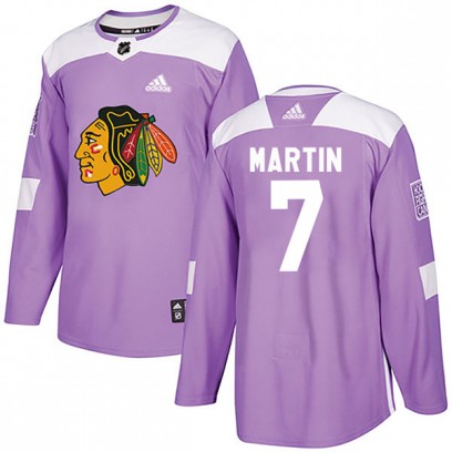 Youth Authentic Chicago Blackhawks Pit Martin Adidas Fights Cancer Practice Jersey - Purple
