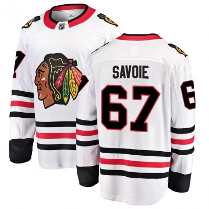 Men's Breakaway Chicago Blackhawks Samuel Savoie Fanatics Branded Away Jersey - White
