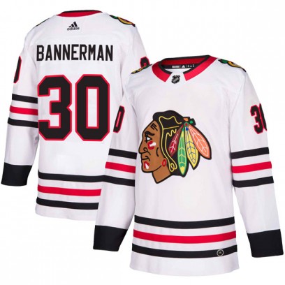 Youth Authentic Chicago Blackhawks Murray Bannerman Adidas Away Jersey - White