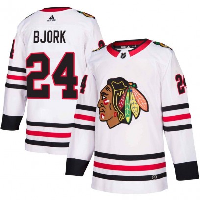 Youth Authentic Chicago Blackhawks Anders Bjork Adidas Away Jersey - White