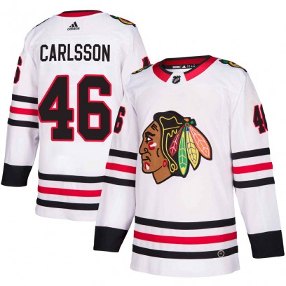 Youth Authentic Chicago Blackhawks Lucas Carlsson Adidas ized Away Jersey - White