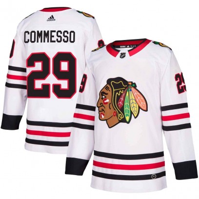 Youth Authentic Chicago Blackhawks Drew Commesso Adidas Away Jersey - White