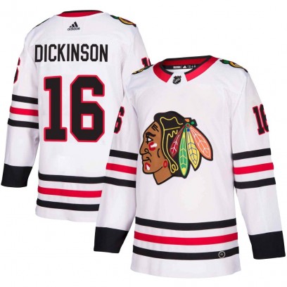 Youth Authentic Chicago Blackhawks Jason Dickinson Adidas Away Jersey - White