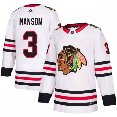 Youth Authentic Chicago Blackhawks Dave Manson Adidas Away Jersey - White