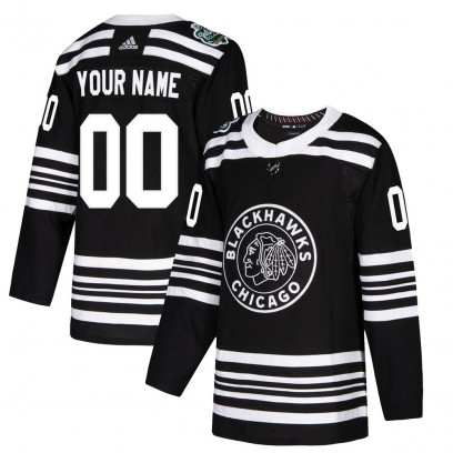 Men's Authentic Chicago Blackhawks Custom Adidas Custom 2019 Winter Classic Jersey - Black