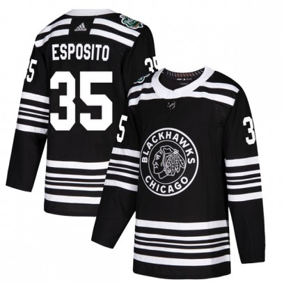 Men's Authentic Chicago Blackhawks Tony Esposito Adidas 2019 Winter Classic Jersey - Black