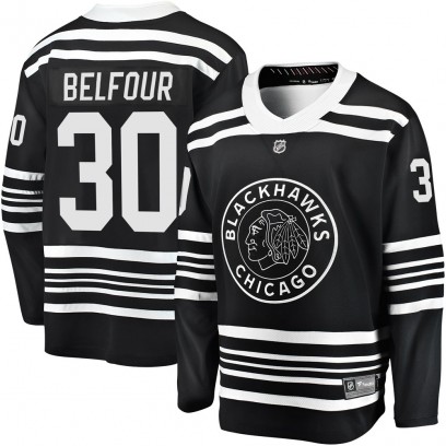 Men's Premier Chicago Blackhawks ED Belfour Fanatics Branded Breakaway Alternate 2019/20 Jersey - Black