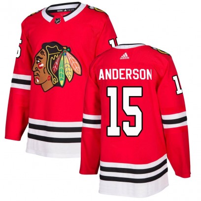 Men's Authentic Chicago Blackhawks Joey Anderson Adidas Home Jersey - Red
