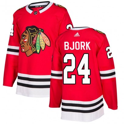 Men's Authentic Chicago Blackhawks Anders Bjork Adidas Home Jersey - Red