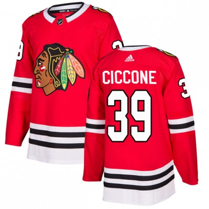 Men's Authentic Chicago Blackhawks Enrico Ciccone Adidas Home Jersey - Red
