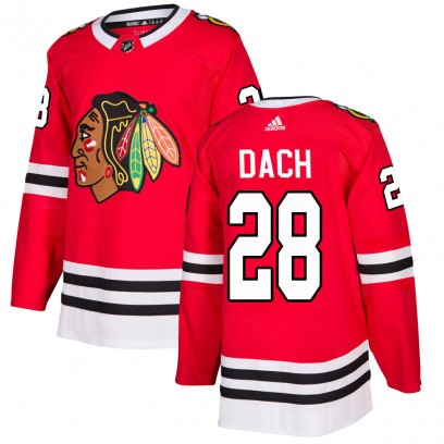 Men's Authentic Chicago Blackhawks Colton Dach Adidas Home Jersey - Red