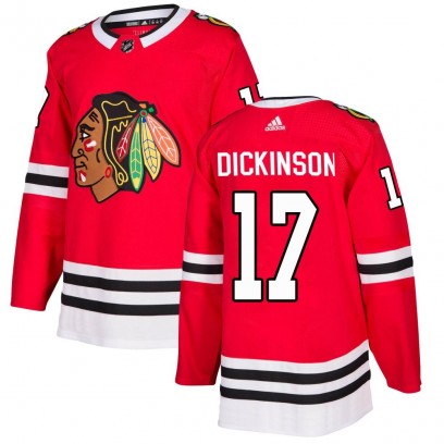 Men's Authentic Chicago Blackhawks Jason Dickinson Adidas Home Jersey - Red