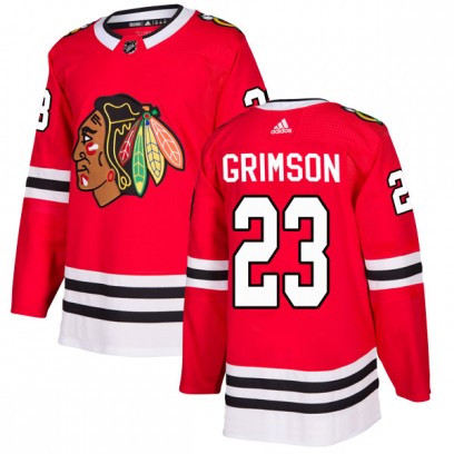 Men's Authentic Chicago Blackhawks Stu Grimson Adidas Home Jersey - Red