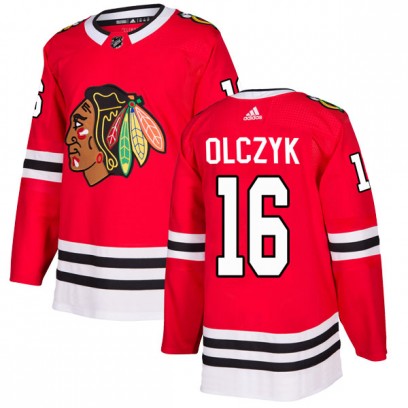 Men's Authentic Chicago Blackhawks Ed Olczyk Adidas Home Jersey - Red
