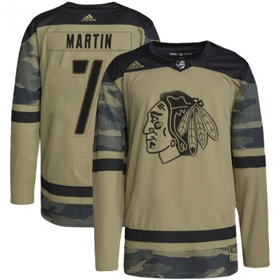 Youth Authentic Chicago Blackhawks Pit Martin Adidas Military Appreciation Practice Jersey - Camo