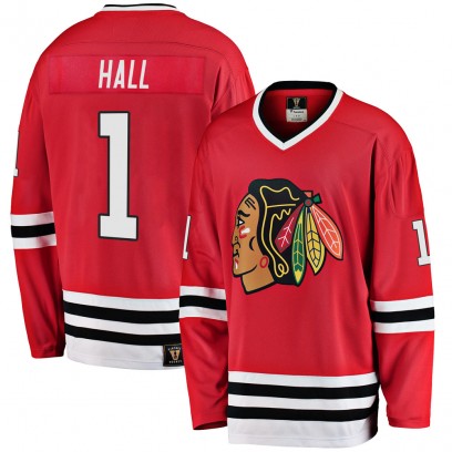 Youth Premier Chicago Blackhawks Glenn Hall Fanatics Branded Breakaway Heritage Jersey - Red