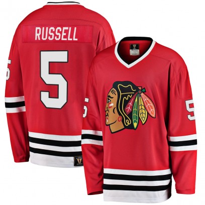 Youth Premier Chicago Blackhawks Phil Russell Fanatics Branded Breakaway Heritage Jersey - Red
