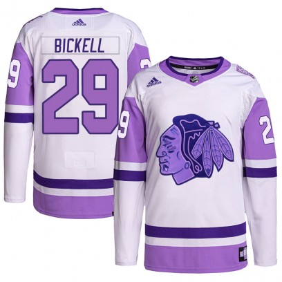 Men's Authentic Chicago Blackhawks Bryan Bickell Adidas Hockey Fights Cancer Primegreen Jersey - White/Purple