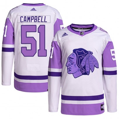 Men's Authentic Chicago Blackhawks Brian Campbell Adidas Hockey Fights Cancer Primegreen Jersey - White/Purple