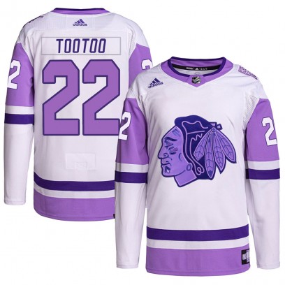 Men's Authentic Chicago Blackhawks Jordin Tootoo Adidas Hockey Fights Cancer Primegreen Jersey - White/Purple