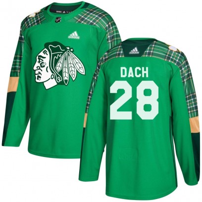 Men's Authentic Chicago Blackhawks Colton Dach Adidas St. Patrick's Day Practice Jersey - Green