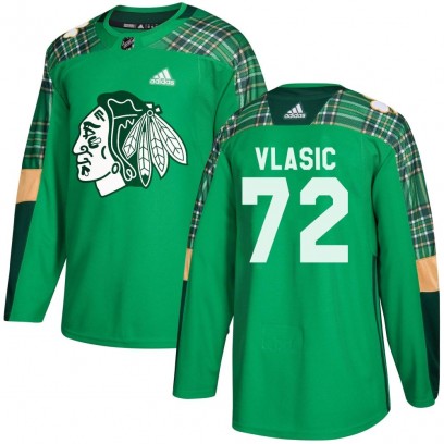 Men's Authentic Chicago Blackhawks Alex Vlasic Adidas St. Patrick's Day Practice Jersey - Green