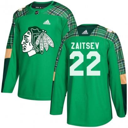Men's Authentic Chicago Blackhawks Nikita Zaitsev Adidas St. Patrick's Day Practice Jersey - Green