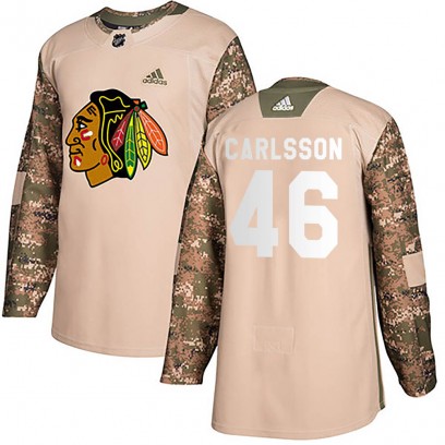 Youth Authentic Chicago Blackhawks Lucas Carlsson Adidas ized Veterans Day Practice Jersey - Camo