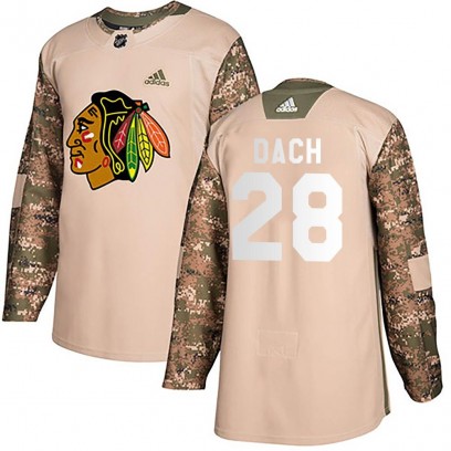 Youth Authentic Chicago Blackhawks Colton Dach Adidas Veterans Day Practice Jersey - Camo