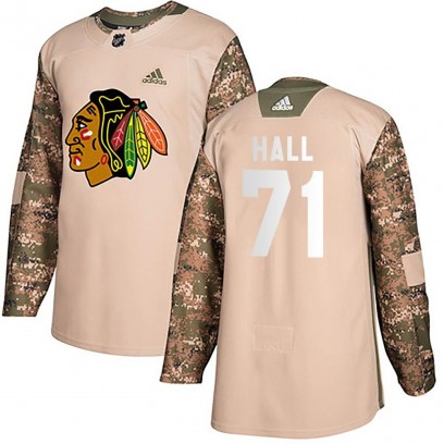 Youth Authentic Chicago Blackhawks Taylor Hall Adidas Veterans Day Practice Jersey - Camo