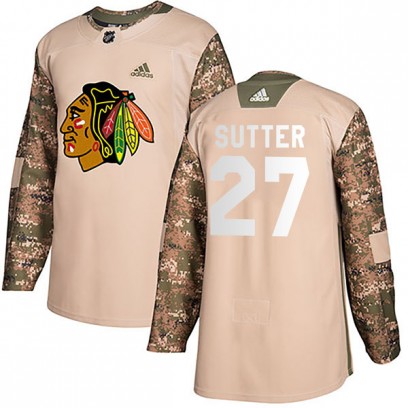 Youth Authentic Chicago Blackhawks Darryl Sutter Adidas Veterans Day Practice Jersey - Camo