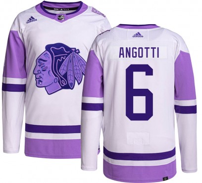 Men's Authentic Chicago Blackhawks Lou Angotti Adidas Hockey Fights Cancer Jersey
