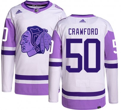 Men's Authentic Chicago Blackhawks Corey Crawford Adidas Hockey Fights Cancer Jersey