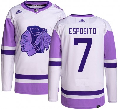 Men's Authentic Chicago Blackhawks Phil Esposito Adidas Hockey Fights Cancer Jersey