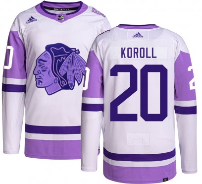 Men's Authentic Chicago Blackhawks Cliff Koroll Adidas Hockey Fights Cancer Jersey