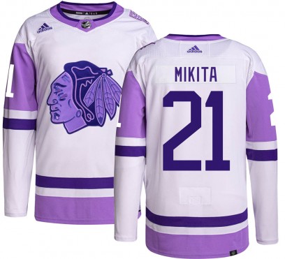Men's Authentic Chicago Blackhawks Stan Mikita Adidas Hockey Fights Cancer Jersey