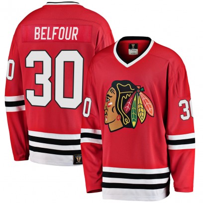 Men's Premier Chicago Blackhawks ED Belfour Fanatics Branded Breakaway Heritage Jersey - Red