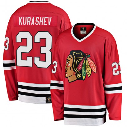 Men's Premier Chicago Blackhawks Philipp Kurashev Fanatics Branded Breakaway Heritage Jersey - Red