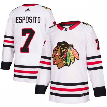 Men's Authentic Chicago Blackhawks Phil Esposito Adidas Away Jersey - White