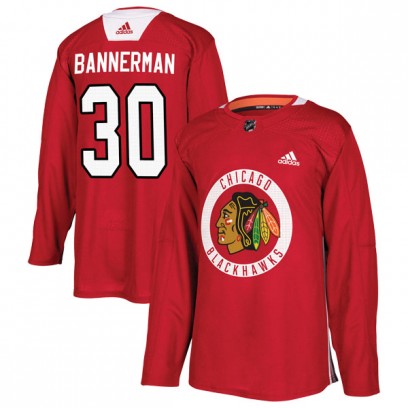 Youth Authentic Chicago Blackhawks Murray Bannerman Adidas Home Practice Jersey - Red