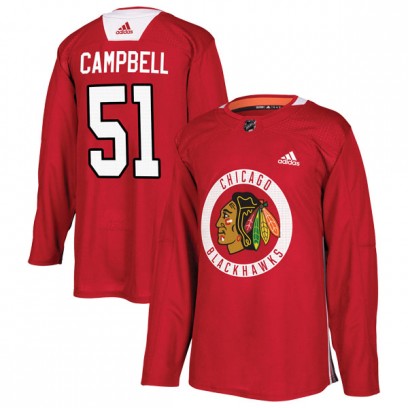 Youth Authentic Chicago Blackhawks Brian Campbell Adidas Home Practice Jersey - Red