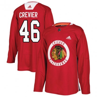 Youth Authentic Chicago Blackhawks Louis Crevier Adidas Home Practice Jersey - Red