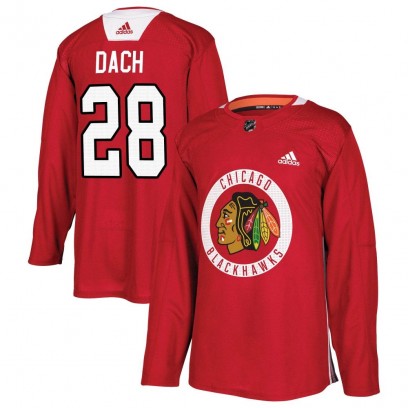 Youth Authentic Chicago Blackhawks Colton Dach Adidas Home Practice Jersey - Red