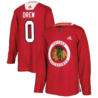 Youth Authentic Chicago Blackhawks Hunter Drew Adidas Home Practice Jersey - Red